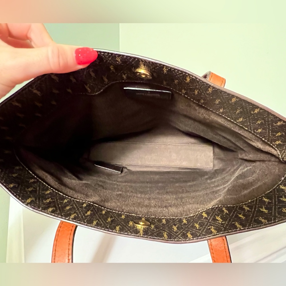 Authentic YSL Canvas and Leather Striped Tote Bag - Picture 11 of 16